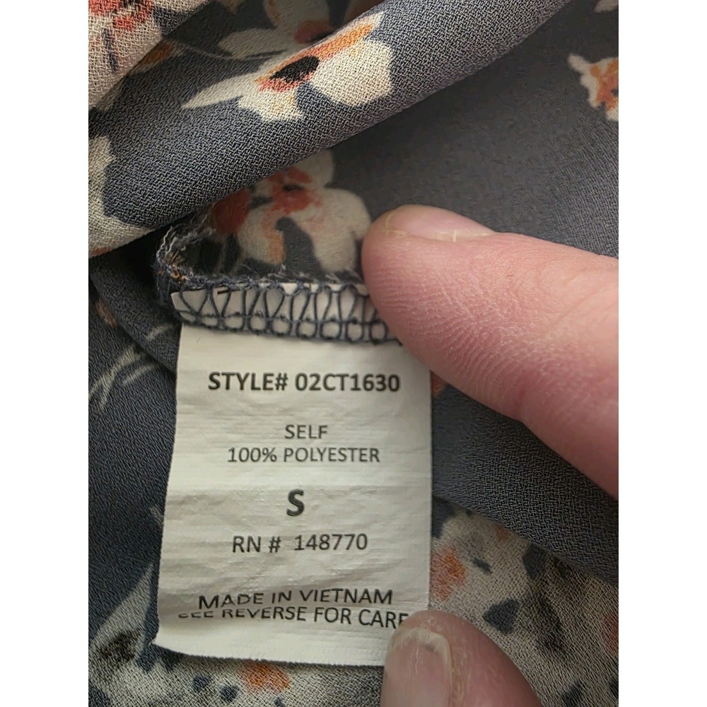 Sienna Sky Floral Wrap Peplum Blouse Blue V-Neck Short Sleeve Top Small - Picture 3 of 12